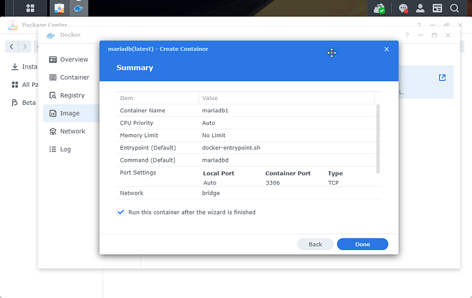 群晖（Synology）NAS 后台安装 Docker 后配置 Mariadb / MySQL插图7