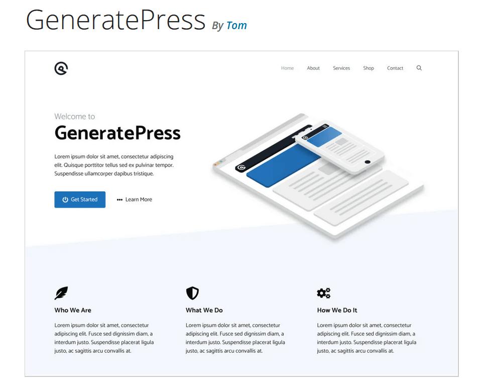 WordPress.org 上 WordPress 主题“GeneratePress”的预览