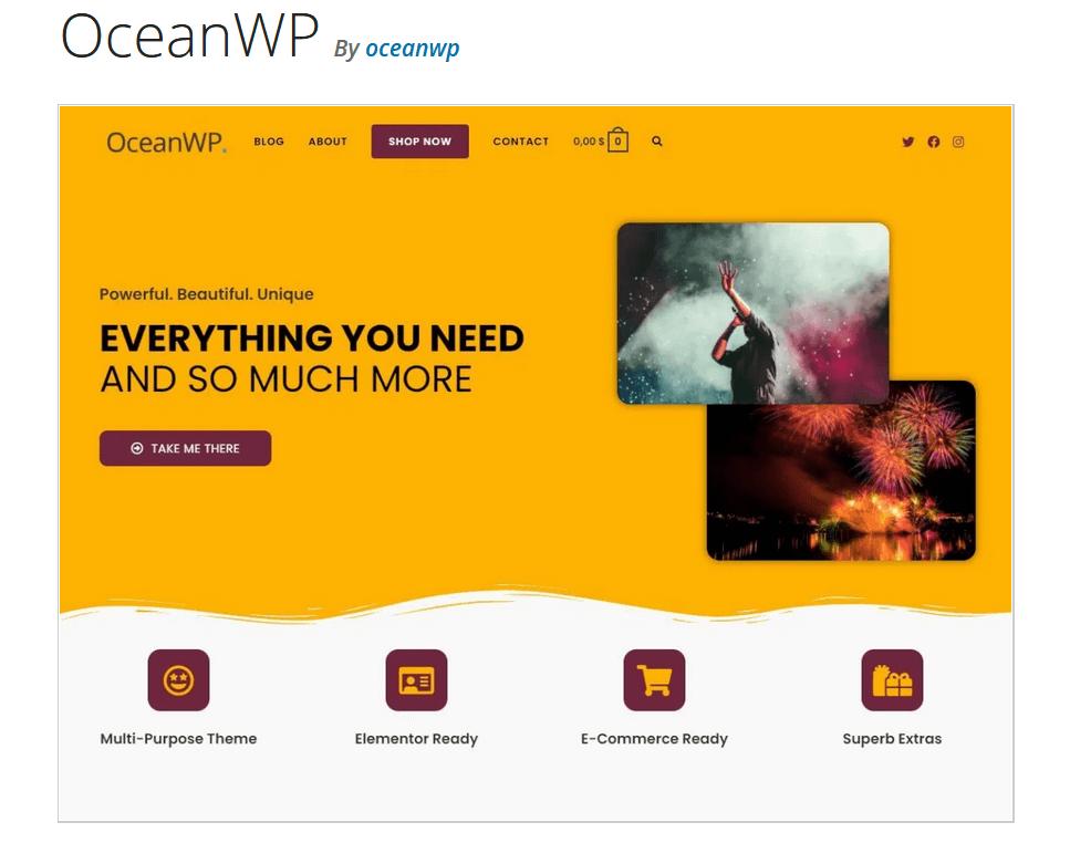 WordPress.org 上 WordPress 主题“OceanWP”的预览