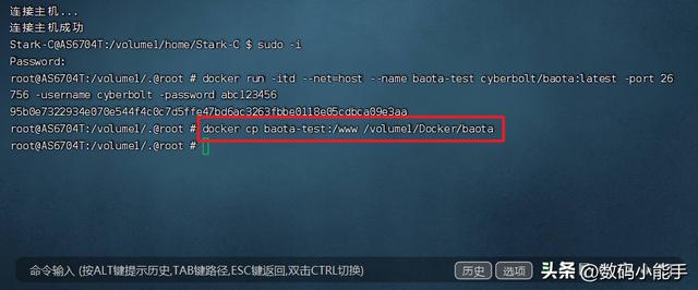 「新手导向」在NAS上安装部署Docker安装宝塔面板插图9