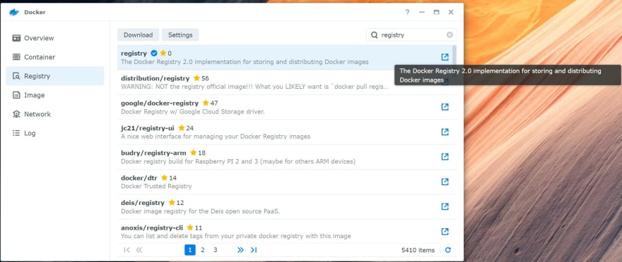Synology Docker Registry 搜索