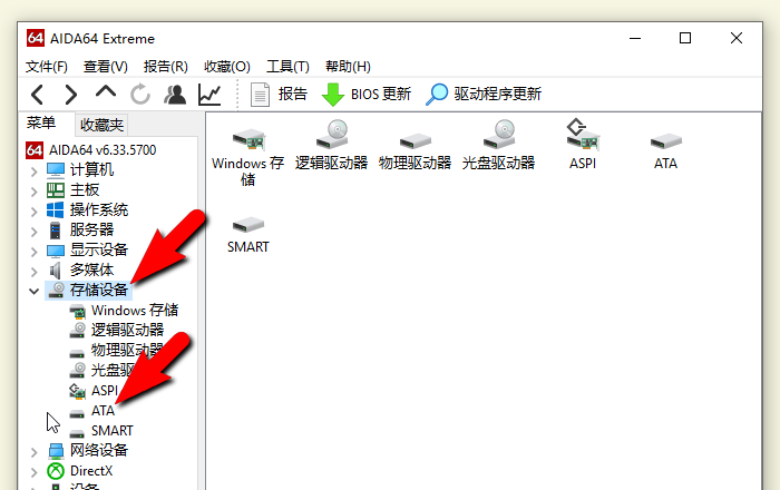图1：依次点击“存储设备”和“ATA”